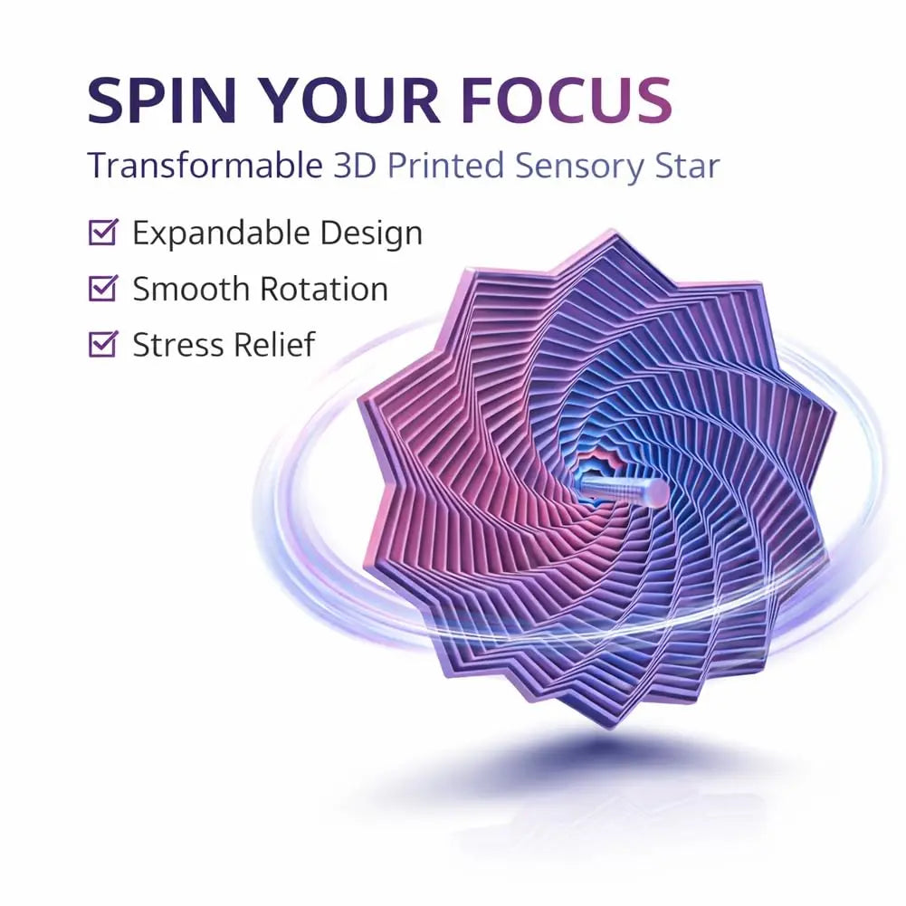 3D Printed Sensory Fidget Star - Stress Relief Spiral Toy